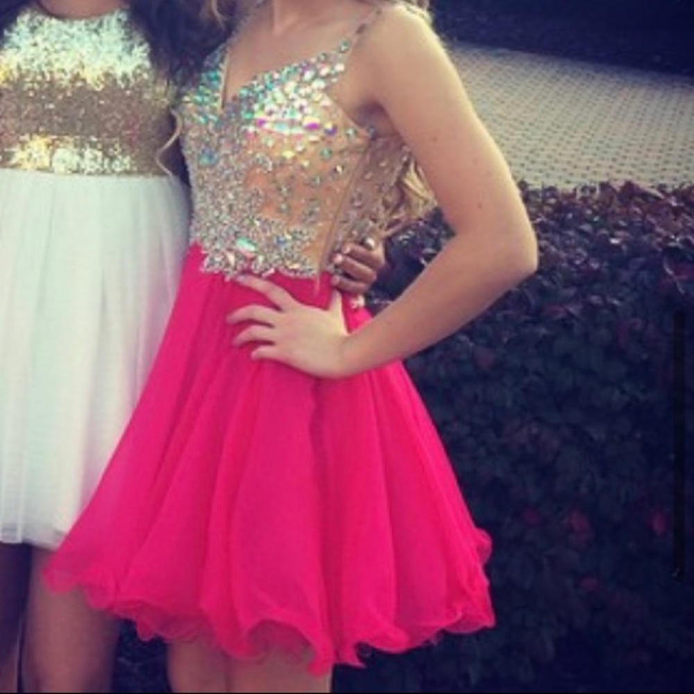 Pink embellished homecoming dress